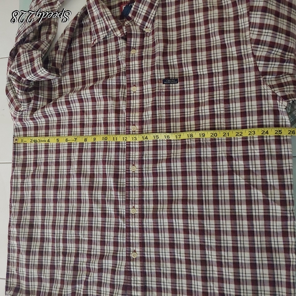 Chaps Ralph Lauren Burgundy long sleeve plaid - Picture 5 of 7